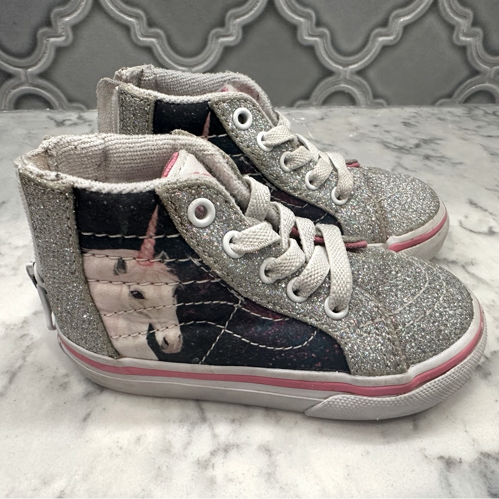 Vans Off The Wall Sparkle Unicorn High Top Sneaker Shoes Size Toddler US 5